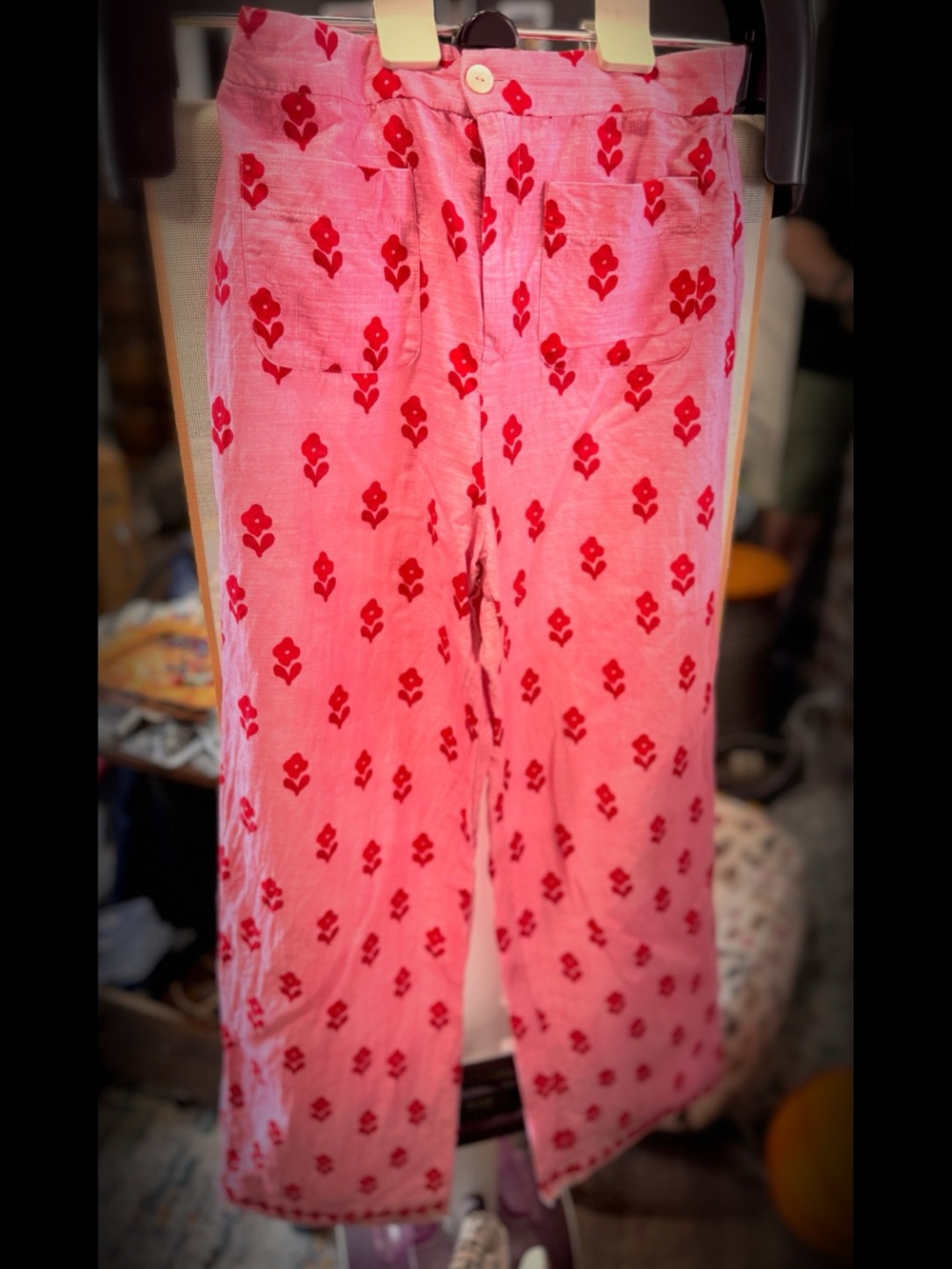 Zara Pink Floral Print Woven Trousers Sz 13/14